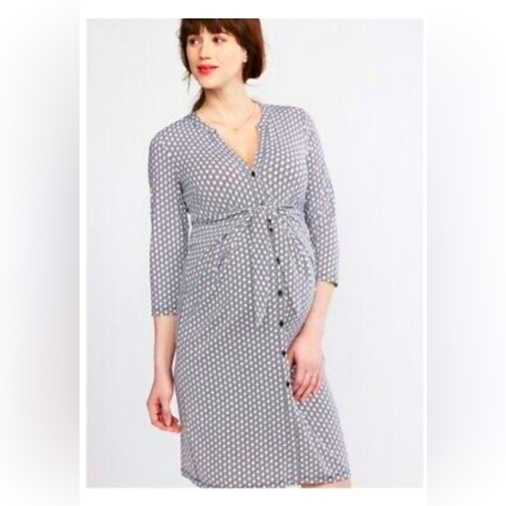 Ripe Maternity Black and White Tie Front Shirt Dress